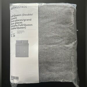 IKEA VÄSTKUSTROS Duvet cover and pillowcase(s), dark gray/white, double/queen